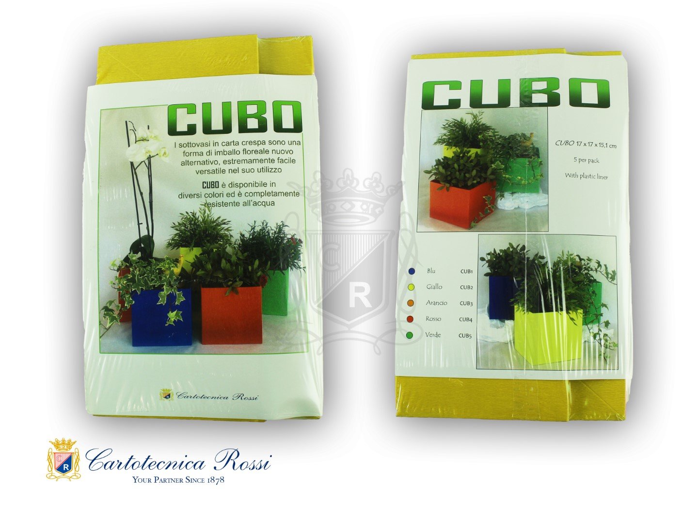 Cubo Sottovaso Water Resistant Giallo 17x17x15 LxPxH - Conf. da 5 pz.