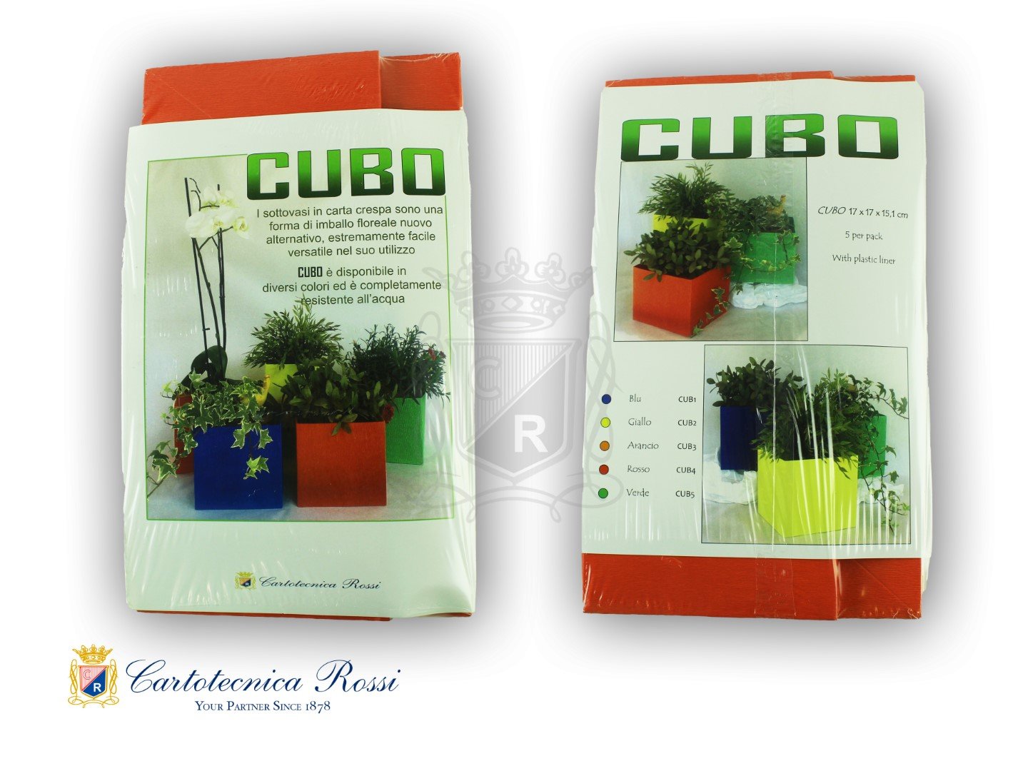 Cubo Sottovaso Water Resistant Arancio 17x17x15 LxPxHDIM. 17 x 17 x 15,1 - Conf. da 5 pz.