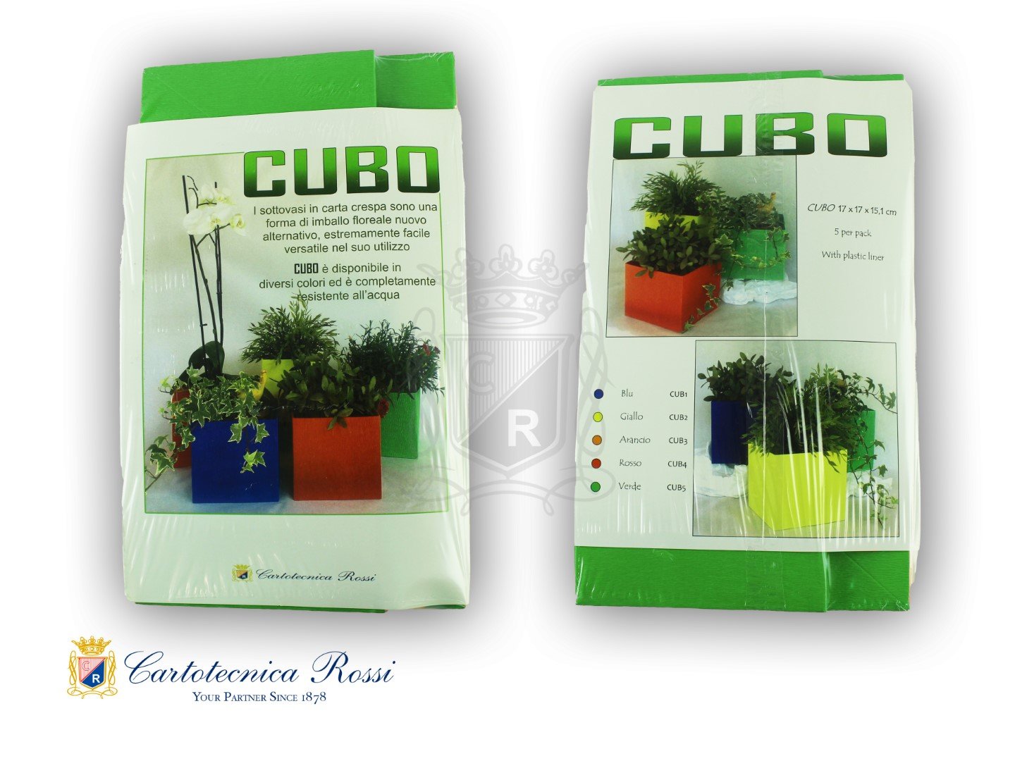 Cubo Sottovaso Water Resistant Verde 17x17x15 LxPxH - Conf. da 5 pz.