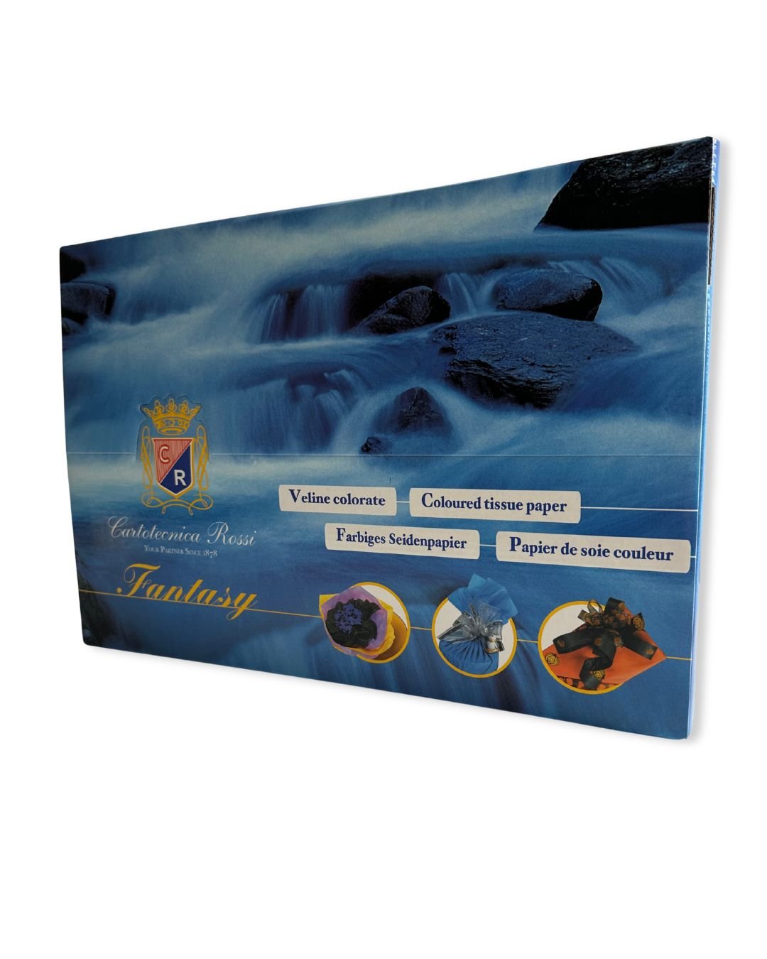 Présentoir FANTASY papier de soie couleur 21 g/m² – 44 pochettes assorties, 16 couleurs, format 50×70 cm