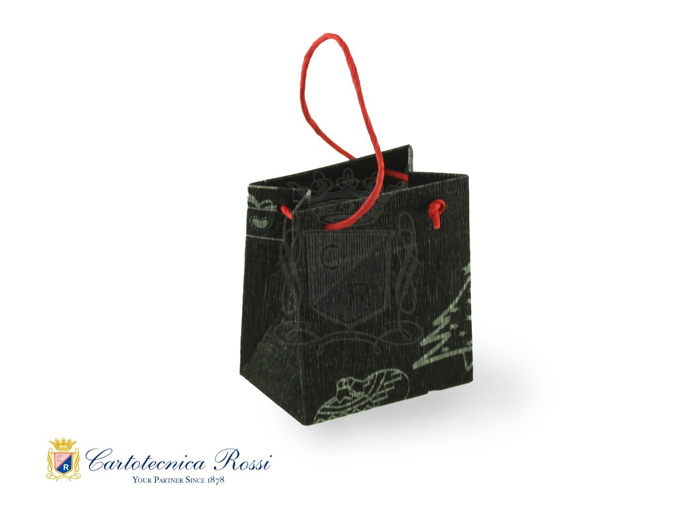 Shopper Nero Metallizzato Natalizio Piccolo 11x7x13 LxPxH - Conf. da 5 pz.