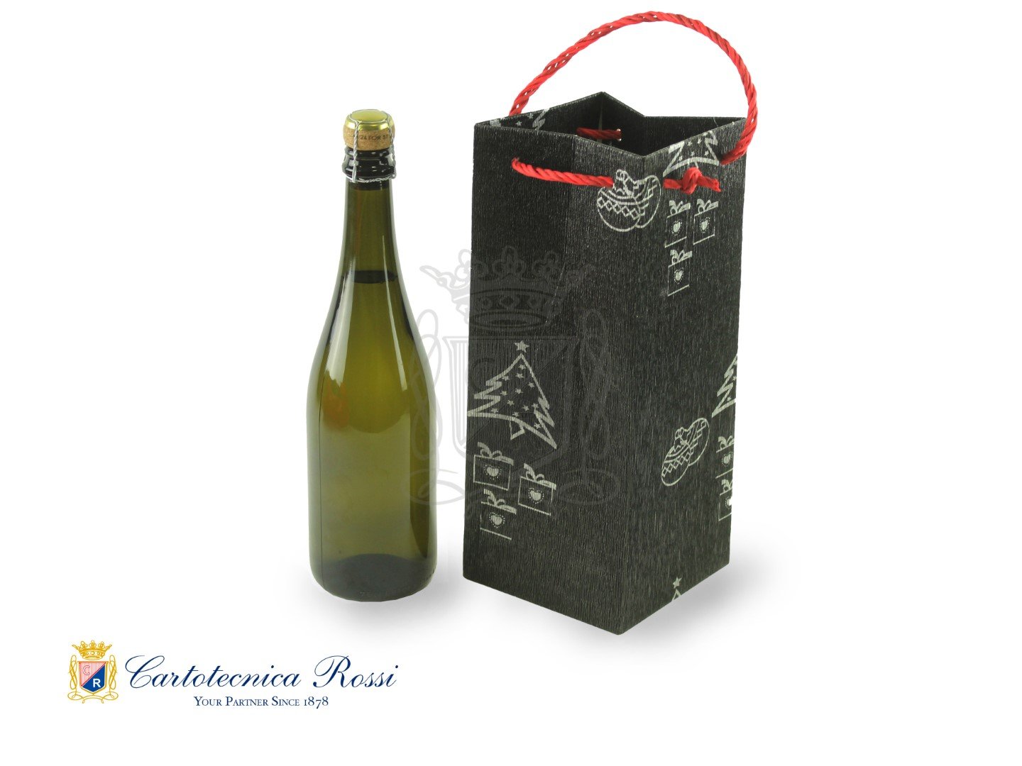 Shopper Champagne Magnum Nero Metalizzato 12x12x30 LxPxH - Conf. da 5 pz.