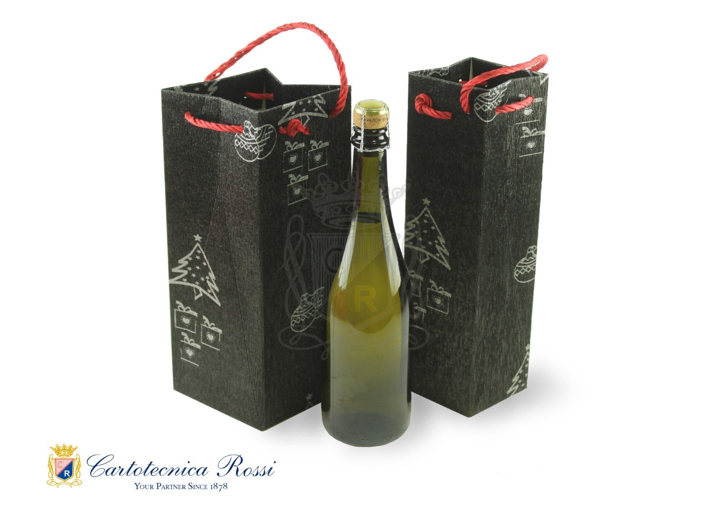 Shopper Champagne Magnum Nero Metalizzato 12x12x30 LxPxH - Conf. da 5 pz.