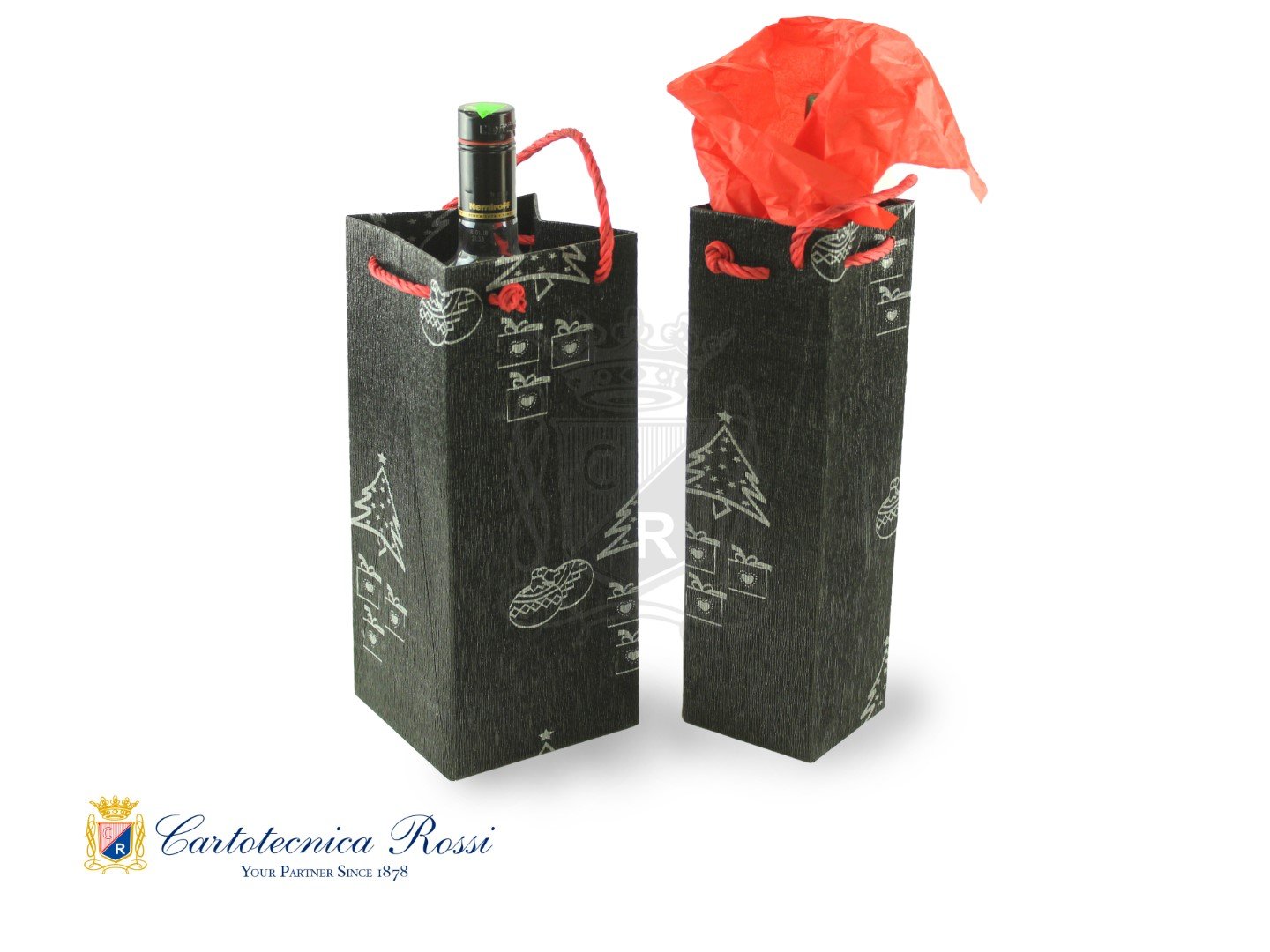 Shopper Champagne Magnum Nero Metalizzato 12x12x30 LxPxH - Conf. da 5 pz.