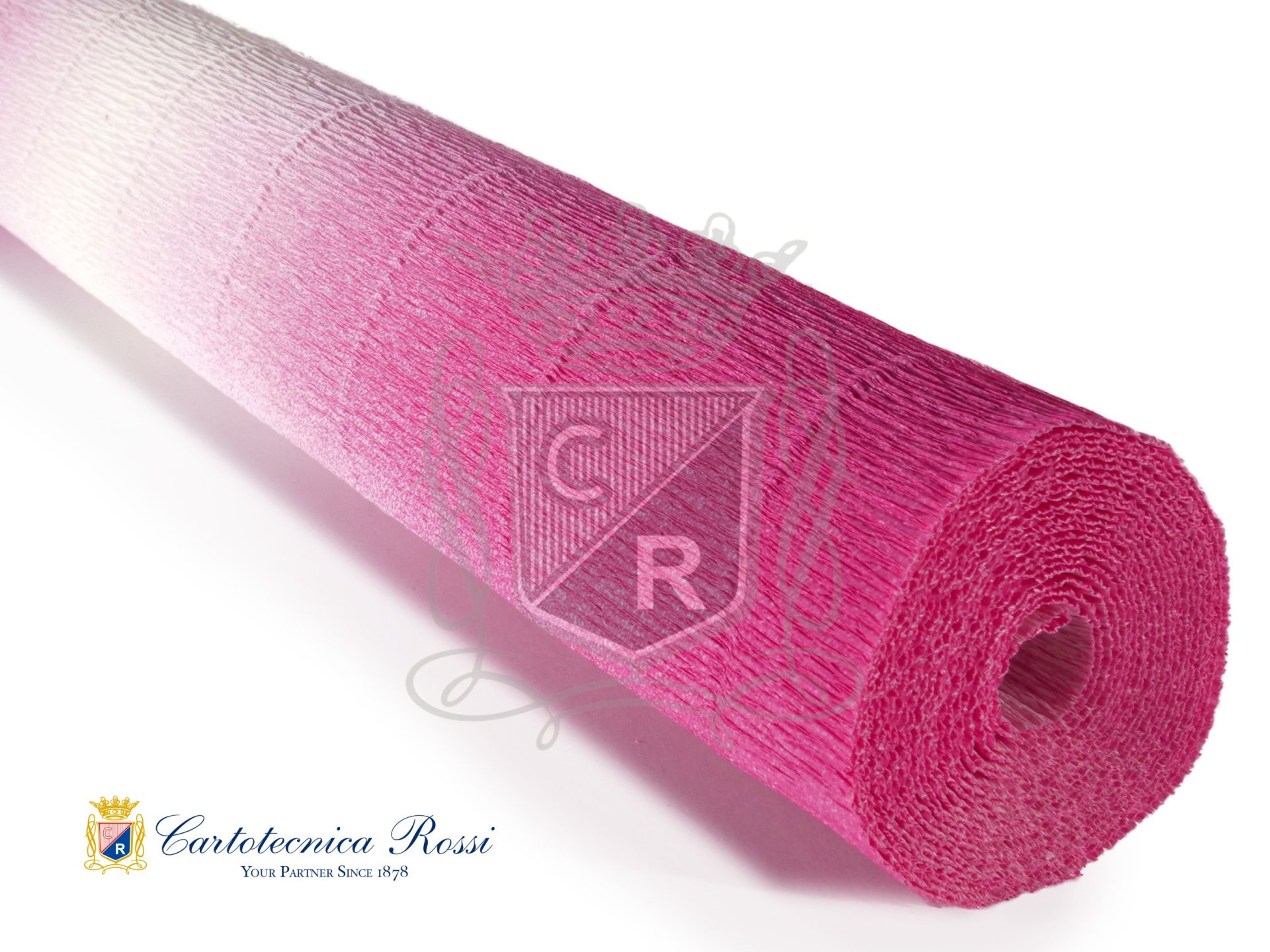 Crespate 'Fioristi Superior' 180g (144 g/m²) 50x250 Sfumate - Bianco sfumato Fucsia