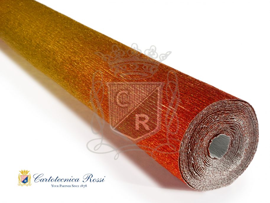 'Superior Florist' Crepe Paper 180g (144 g/m²) 50x250 Metallic Shaded - Gold-Red Gradient