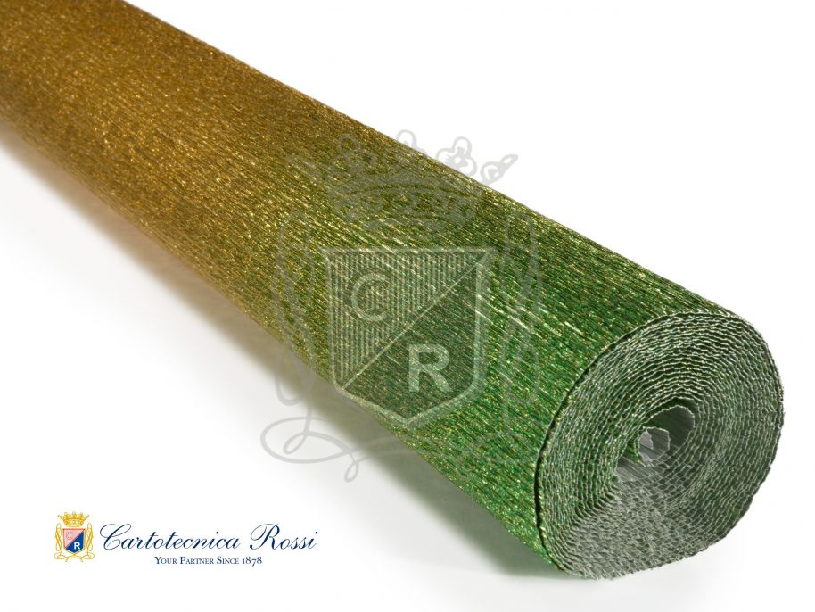 Crespate 'Fioristi Superior' 180g (144 g/m²) 50x250 Metallizzate Sfumate - Oro sfumato Verde