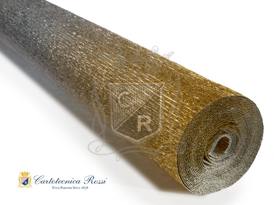 'Superior Florist' Crepe Paper 180g (144 g/m²) 50x250 Metallic Shaded - Silver-Gold Gradient