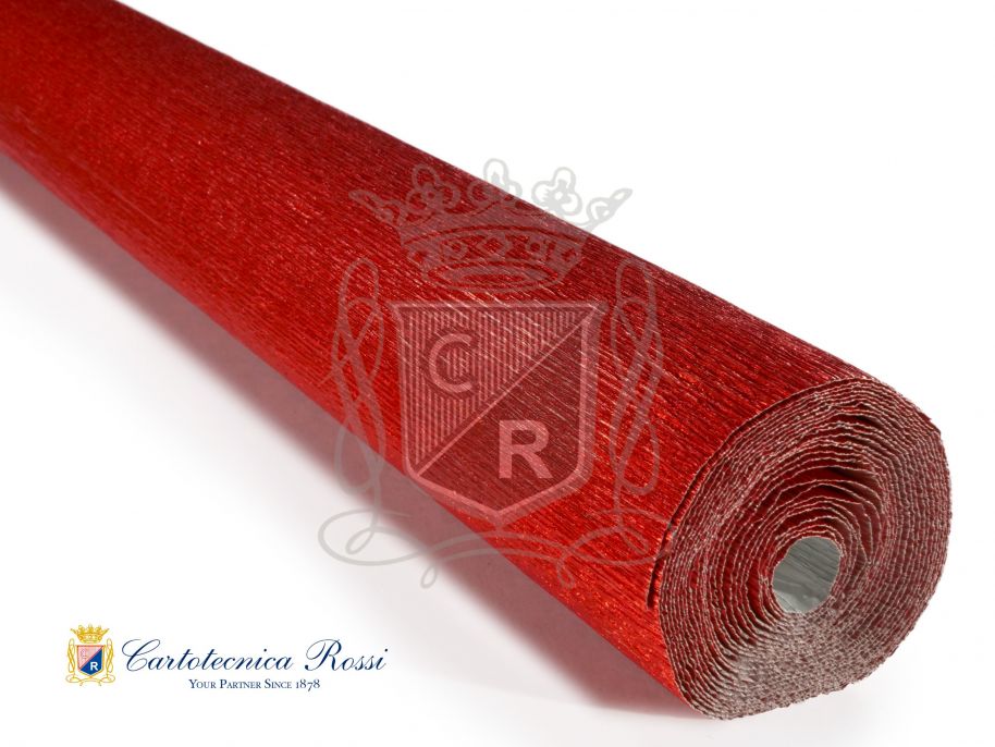 'Florist' Crepe Paper 140g (112 g/m²) 50x250 Metallic - Brilliant Red